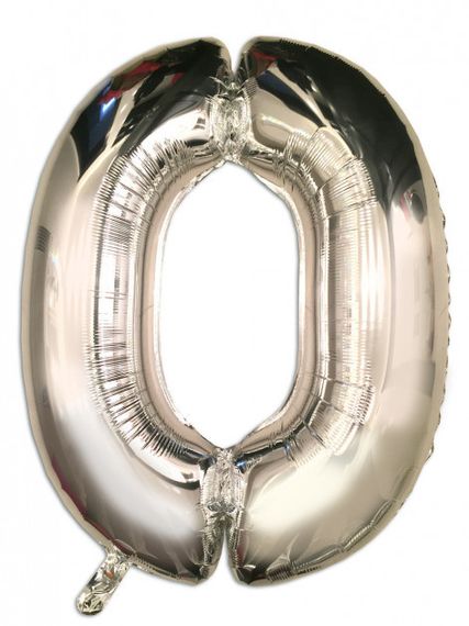 Фольгированная цифра 0 ("32)  серебристая, 80 см