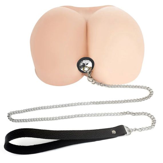 Силіконова анальна пробка Art of Sex Metal Anal Plug with Leash size M з повідцем Black | Зображення 3
