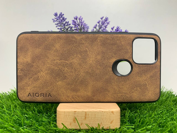 Чехол накладка Google Pixel 4A 5G кожа коричневый