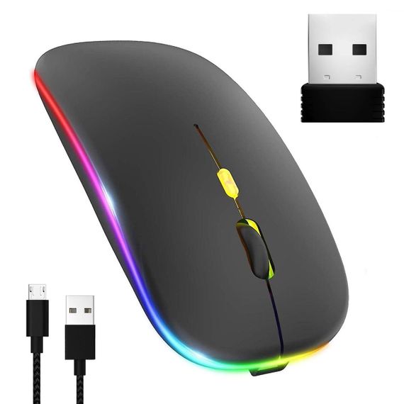 Бездротова миша з RGB підсвічуванням, Bluetooth, 1600DPI / Безшумна акумуляторна мишка для ПК та ноутбуків