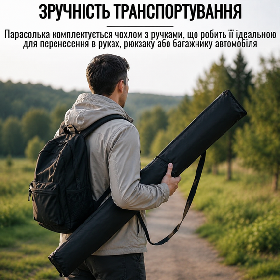 Зонтик пляжный садовый рыболовный 2.4M / Зонтик-антивитер с наклоном Outdoor Umbrella / Усиленный зонтик | Зображення 3