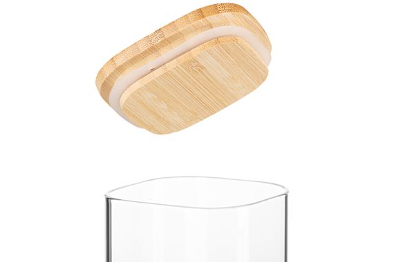Банка для хранения Ardesto Fresh, квадратная, 1300 мл, стекло, бамбук (AR1313BLS) | Зображення 2