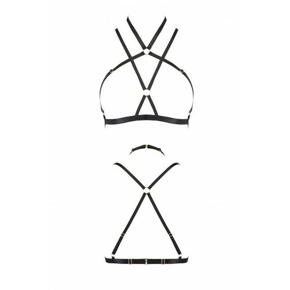 Портупея-стрепи Kelis Bra black — Passion Exclusive: трусики в комплекті, 2XL/3XL | Зображення 4