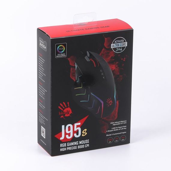 Миша ігрова A4Tech J95s Bloody, чорна, RGB підсвічування | Зображення 7