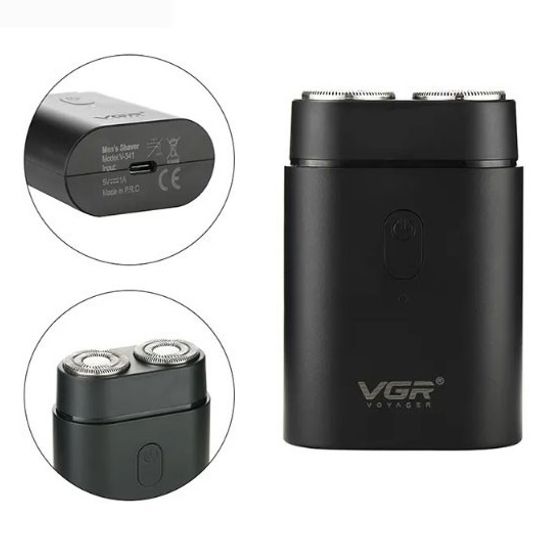 Мужская аккумуляторная мини электробритва VGR V-341 с двумя головками для бритья бороды и усов шейвер | Зображення 4