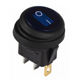 Переключатель KCD1-5-101WN BL/B 220V 1 кл синяя круглая влагозащищенная с подсветкой Ny95500722