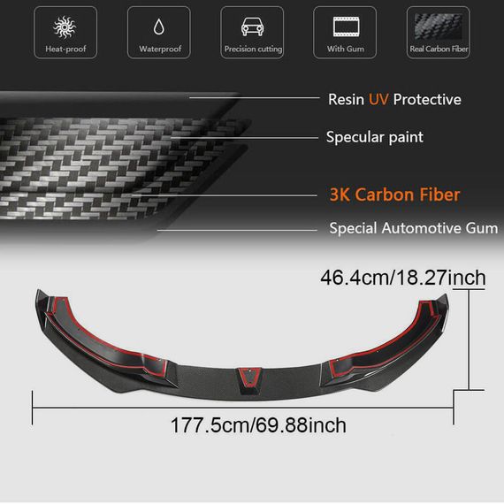 Накладка на передній бампер Lip V2 (для M-Sport, Карбон) для BMW 4 серія F-32 2012-2020 рр | Зображення 3