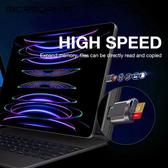 Кардрідер з Type C на Micro-SD, TF, високошвидкістний чорний | Зображення 1
