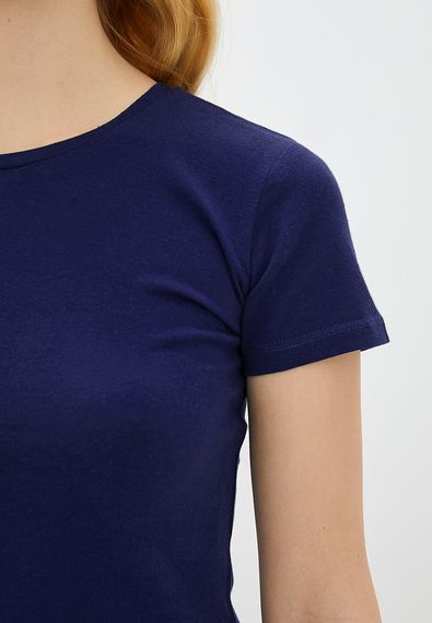 Футболка жіноча базова однотонна темно-синя, 2XL | Зображення 2