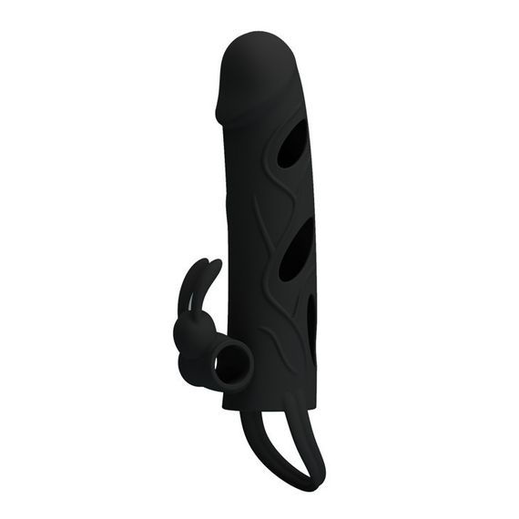 Насадка на член - Pretty Love Penis Sleeve With Ball Strap 5.5" Black Sex Aura | Зображення 5