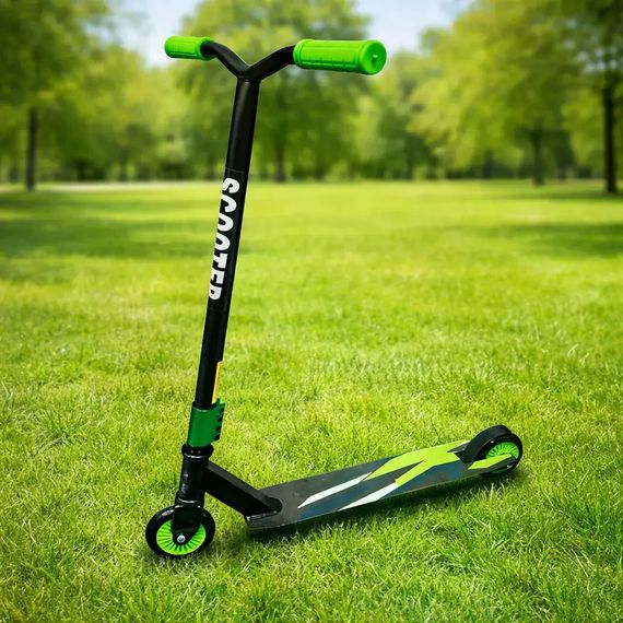 Трюковий самокат 110 мм F10 Green • Самокат для трюків і активного катання • Двоколісний stunt scooter для дітей і підлітків | Зображення 1
