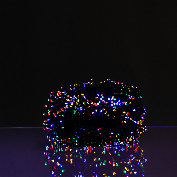 Новорічна гірлянда вулична 30 м 300 LED з сонячною батареєю чорний провід Мультиколір SB300L30MBML