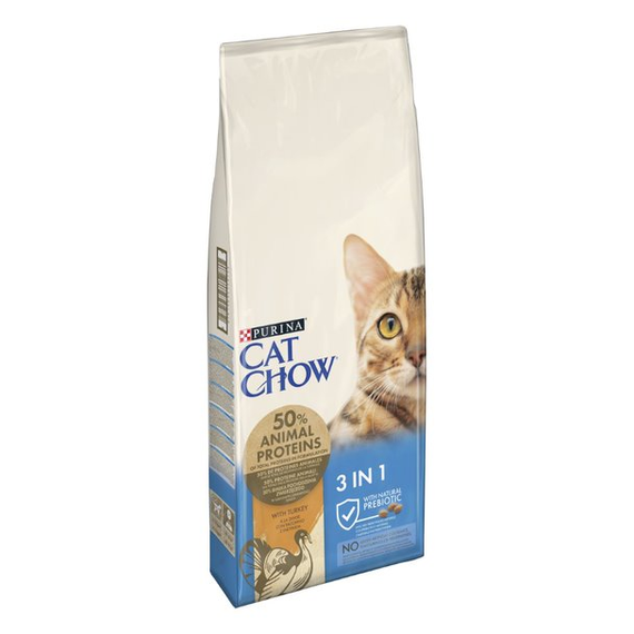 Сухой корм Purina Cat Chow Feline 3-in-1 для взрослых котов 3 в 1 с индейкой 15кг | Зображення 1