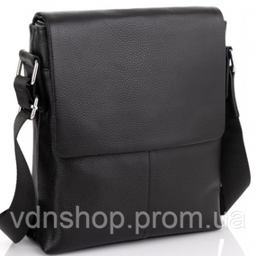 Чоловіча сумка планшет через плече 23х26х6, шкіряна барсетка Tiding Bag SK A75-181 чорна