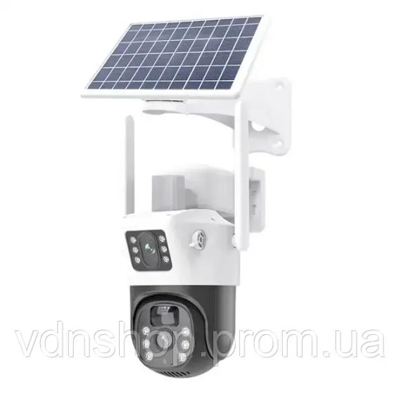 Вулична камера відеоспостереження з двома лінзами 4G, V36-4G SOLAR / Вайфай камера від сонячної панелі | Зображення 1