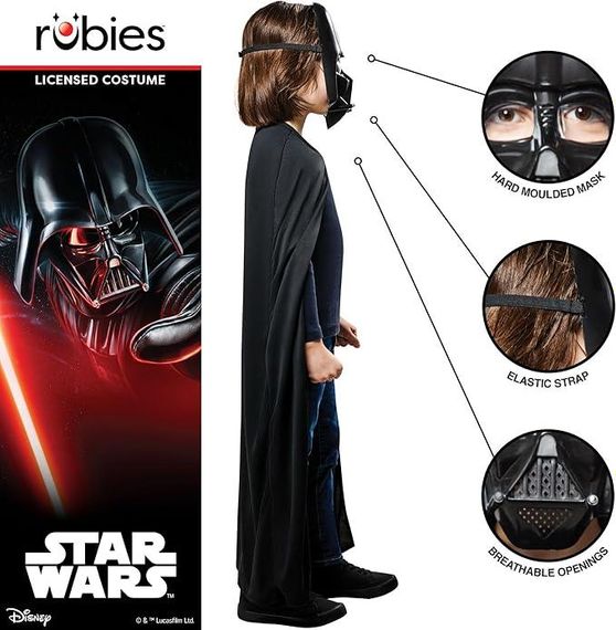 Маска и плащ набор Darth Vader, детский костюм Star Wars 4+ Дарт Вейдер Звездные Войны для Хэллоуина карнавала | Зображення 2