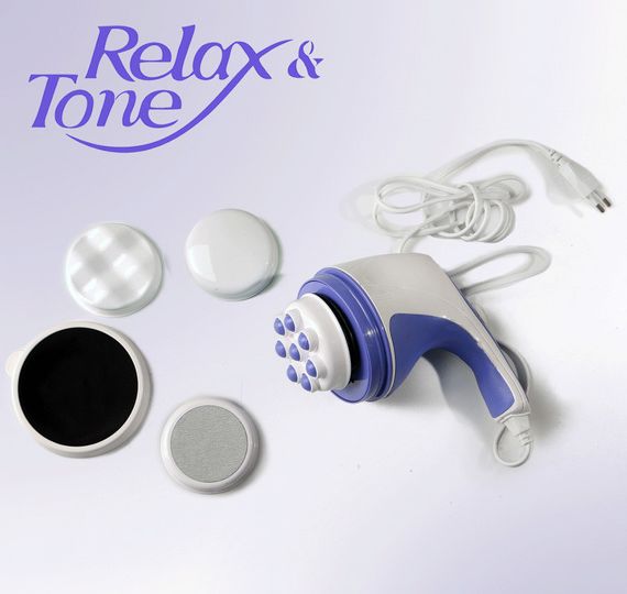 Ручной массажер Relax and Tone Антицеллюлитный вибромассажер для тела, рук и ног, 4 насадки | Зображення 2