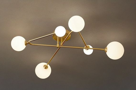 Люстра стельова на 6 лампочок 26790 Латунь 25х80х80 см. | Зображення 5