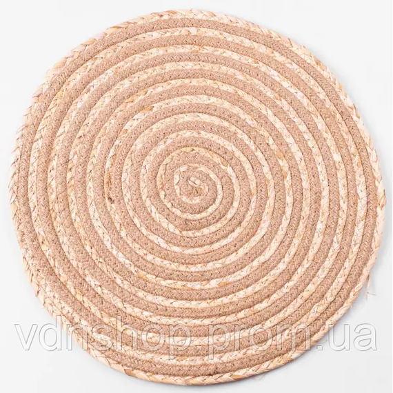 Салфетка сервировочная на стол Ø39 (см) из ротанга под тарелки и столовые приборы Бежевый HP-35-2