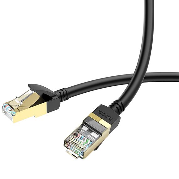 Кабель (патч-корд) Hoco US02 Level pure copper gigabit ethernet (3m) Black | Зображення 1