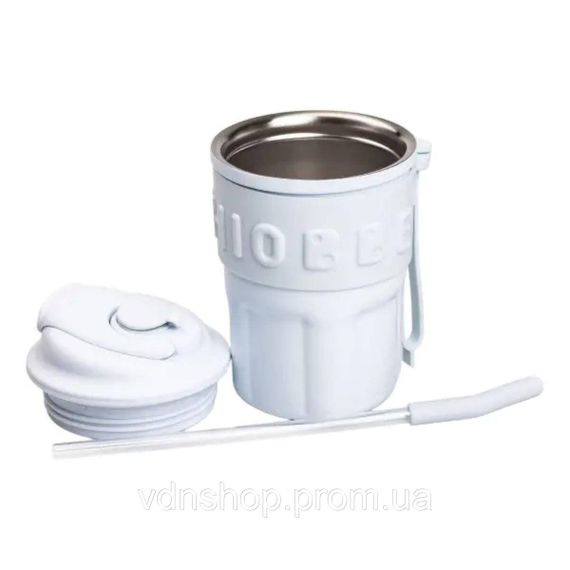 Термокружка Chiobbe с трубочкой и ремешком 450 мл голубая HP-14-18BL | Зображення 3