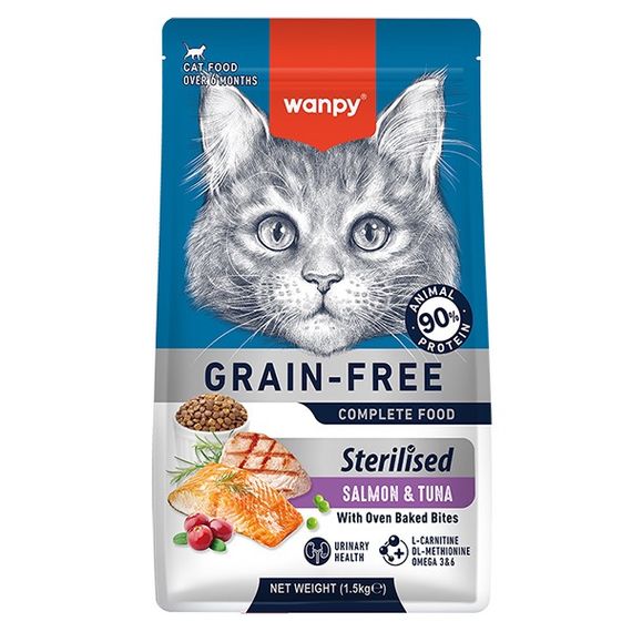 Сухий корм для стерилізованих котів Wanpy Sterilized Cat GF Salmon & Tuna, 1.5 кг