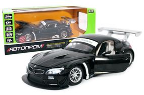Машина металева 68251A, 1:24 BMW Z4 GT3 на батарейках, світло і звук, відкриваються двері, капот, багажник, в коробці 24,5x12,5x10 см "АВТОПРОМ"