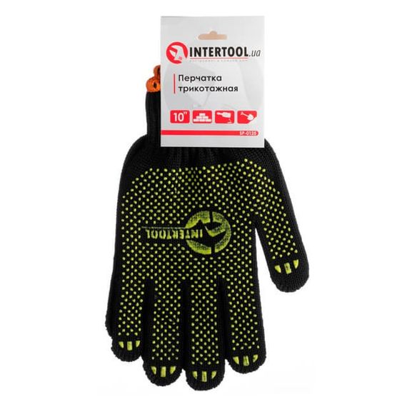 Рукавичка трикотажна 60% бавовна/ 40% полієстер, з ПВХ крапкою, клас в'язки 7, колір чорний, з платіровкою, | Зображення 1