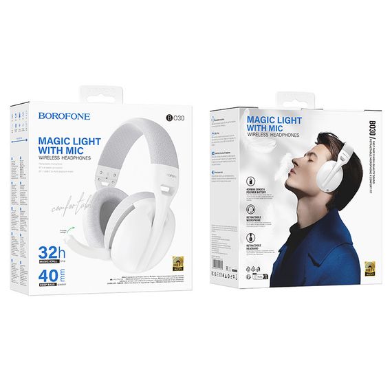 Накладні бездротові навушники BOROFONE BO30 Magic light White | Зображення 3