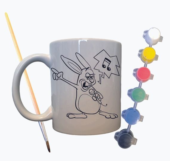 Набор для творчества кружка раскраска "Зайчик певец" 330 мл белая