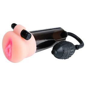 Вакуумная помпа мужская Pipedream с вибрацией и набором реалистичных насадок, черная sexstyle