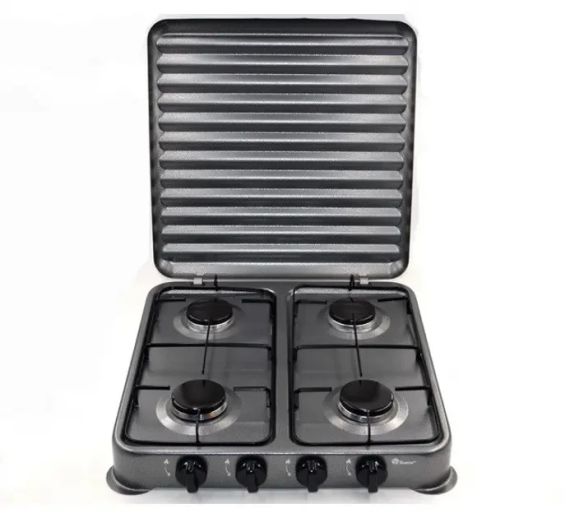 Настольная газовая плита, плита на 4 конфорки domotec MS6604, черный | Зображення 1