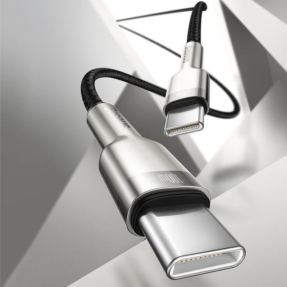 Дата кабель Baseus Cafule Series Metal Type-C to Type-C 100W (2m) (CATJK-D) Чорний | Зображення 4