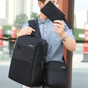 Рюкзак городской 3в1 с сумкой и кошельком Backpack Черный