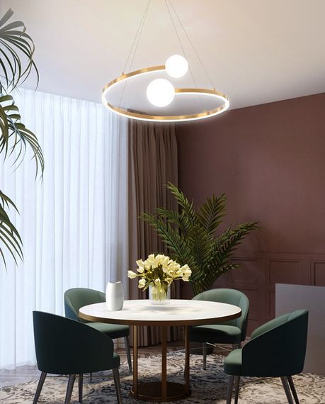 Люстра світлодіодна підвісна LED світильник для квартири на стелю лед 26816 Латунь 40-150х50х55 см. | Зображення 2