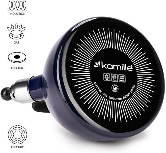 Чайник емальований Kamille "Boiling Water" 2.5л зі свистком, індукційний, синій | Зображення 3