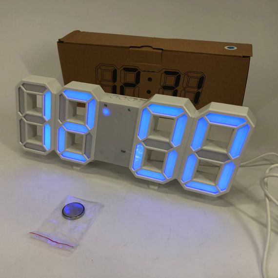 Годинник настільний LY-1089 з білим підсвічуванням LED синій, Годинник настільний професійний електронний | Зображення 3