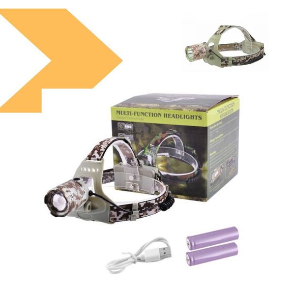 Потужний налобний ліхтар 2130-T6 з яскравим світлодіодом T6, 2 АКБ 18650, з зарядкою micro USB (47467-2130_214) | Зображення 1