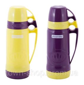 Термос Kamille Glass Violet 600мл зеркальная колба и 2 чашки KM-2030