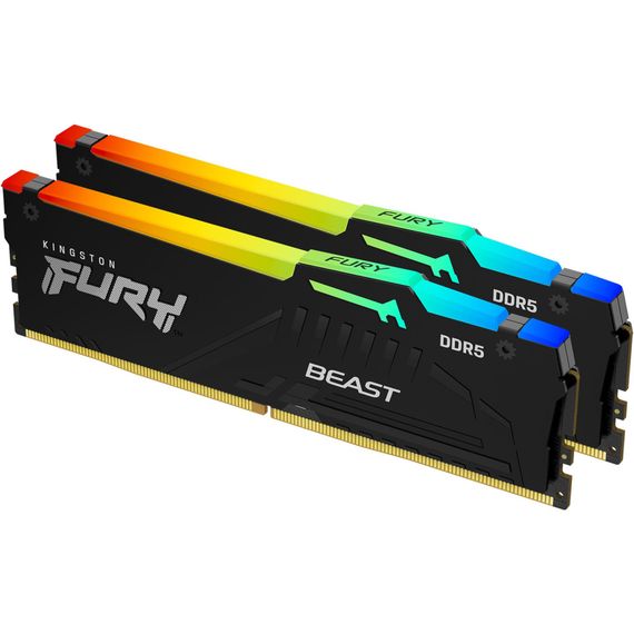 Модуль пам'яті для комп'ютера DDR5 16GB (2x8GB) 6000 MHz FURY Beast RGB Kingston Fury (ex.HyperX) (KF560C36BBEAK2-16) | Зображення 1