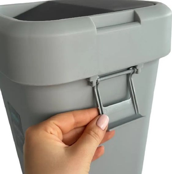 Відро для сміття Motek на 8 л з поворотною кришкою 22.5х22.5х30 см Сіре (COB-410) | Зображення 2