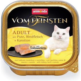 Вологий корм для дорослих котів Animonda Vom Feinsten Adult фарширована індичка з яловичиною та морквою 100 г (4017721832632)