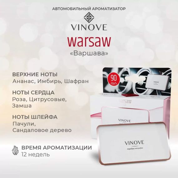 Автомобильний ароматизатор VINOVE "Варшава", білий з рожевим золотом | Зображення 3