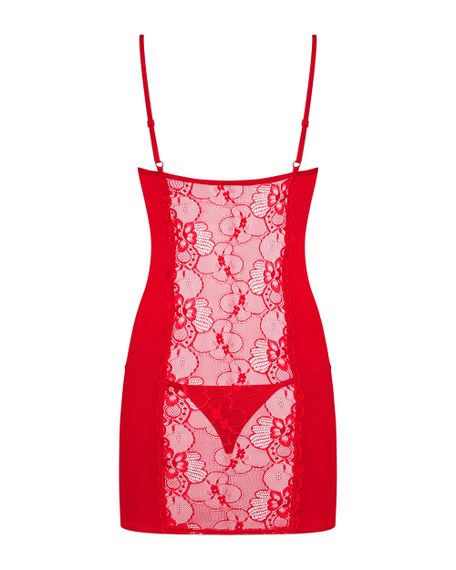 Сорочка з трусиками Obsessive Heartina chemise Червоний S/M | Зображення 3