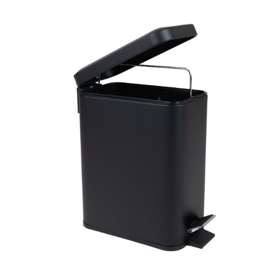 Відро для сміття Zerix Sansa-TC0105 Black з плавним закриттям, прямокутне, 5 л, чорний (ZX5894) | Зображення 3