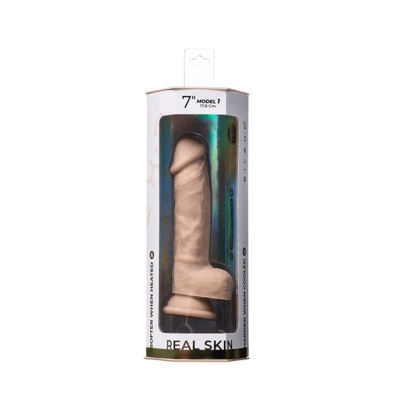 Фалоімітатор реалістичний із мошокою Silexd Real Skin Model 1 (7") на присоску, тілесний Sex Aura | Зображення 5
