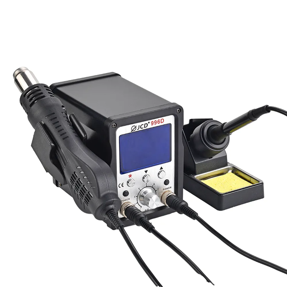 Термовоздушная паяльная станция JCD 996D 220V 2 в 1 (фен + паяльник) с ЖК-дисплеем Черный (sv2440) | Зображення 1