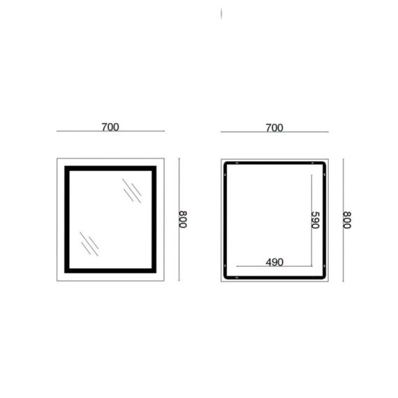 Дзеркало Lidz Kubis 700х800 з LED-підсвіткою Touch, з антизапотіванням, з диммером, рег. яскравості LD78LF9048070 | Зображення 1