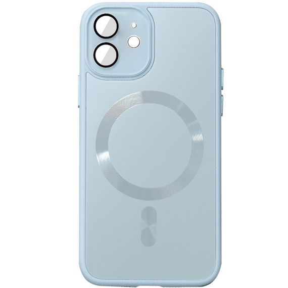 Чохол TPU+Glass Sapphire Midnight with MagSafe для Apple iPhone 12 (6.1") Блакитний / Blue, Загартоване скло