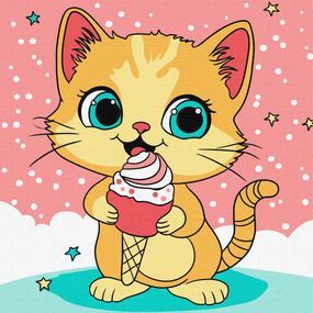 Картина по номерам "Малиновое мороженое" KHO6260, 25х25 см